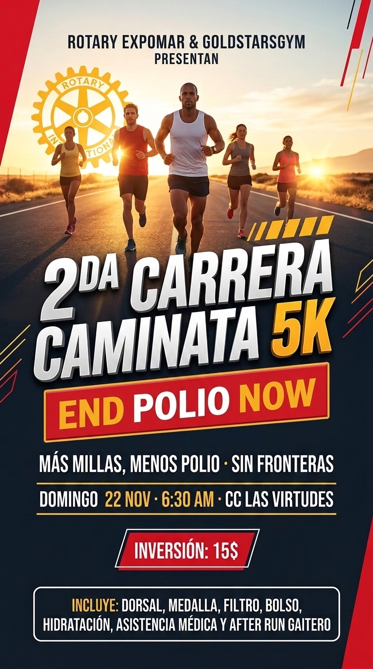 Flyer Oficial 2da Carrera 5K End Polio Now Rotary GSG